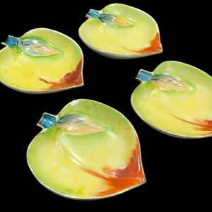 Vintage 1940s Occupied Japan Individual Small Porcelain Ashtray Set (4) - Peach